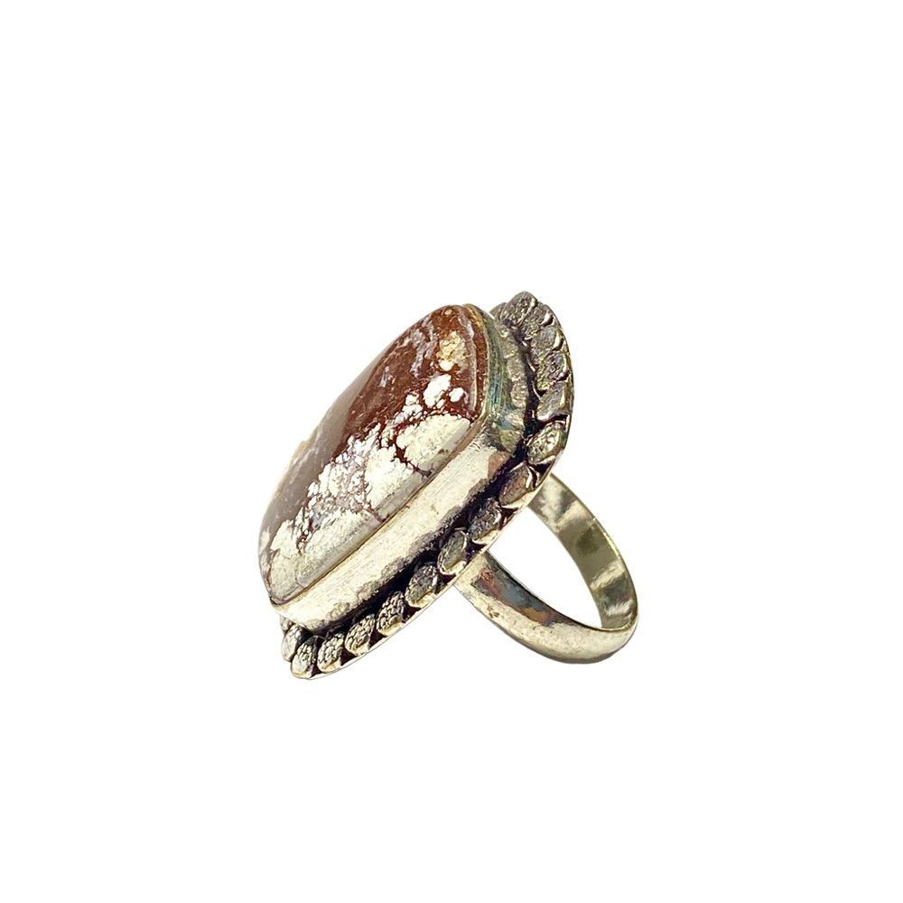 Natural Wild Horse Jasper Gemstone in a Handcrafted 925 Stamped Ring (7.25) - Picture 4 of 10